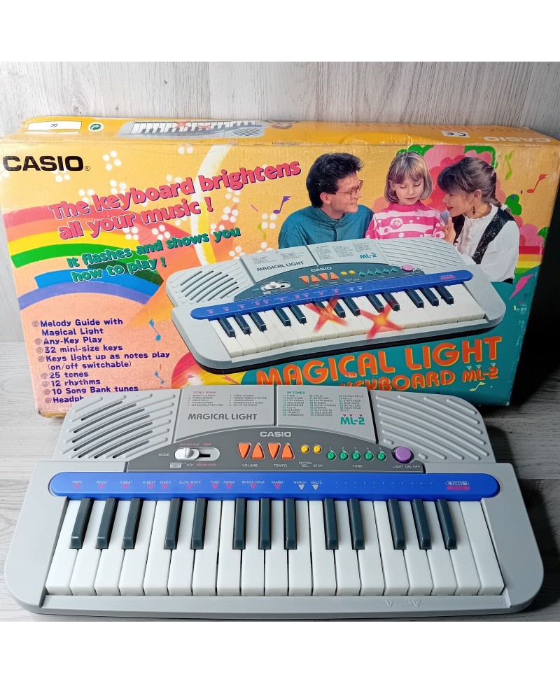 CASIO ML-2 MAGICAL LIGHT KEYBOARD - NEW IN OPENED BOX - RARE RETRO VINTAGE TOY