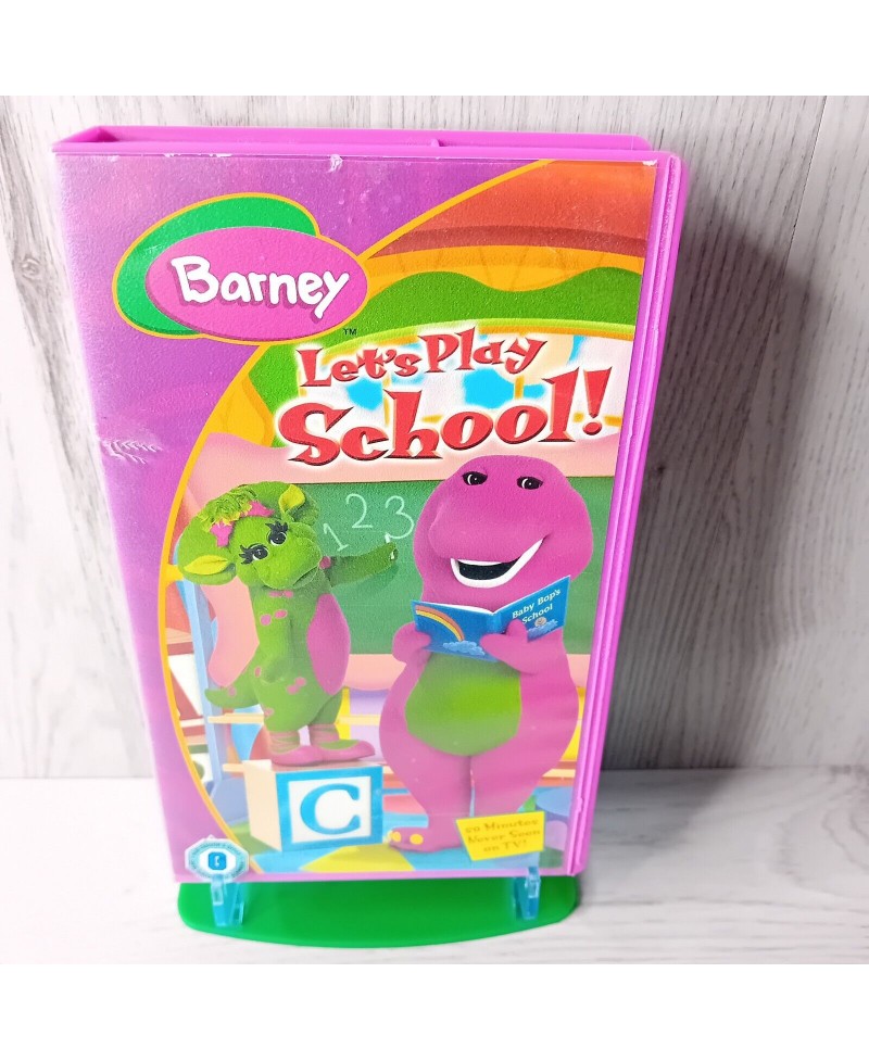 BARNEY LETS PLAY SCHOOL VHS TAPE - RARE RETRO MOVIE KIDS