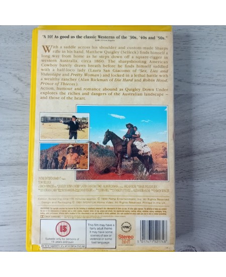 TOM SELLECK QUIGLEY DOWN UNDER VHS TAPE - RARE RETRO MOVIE SERIES WESTERN