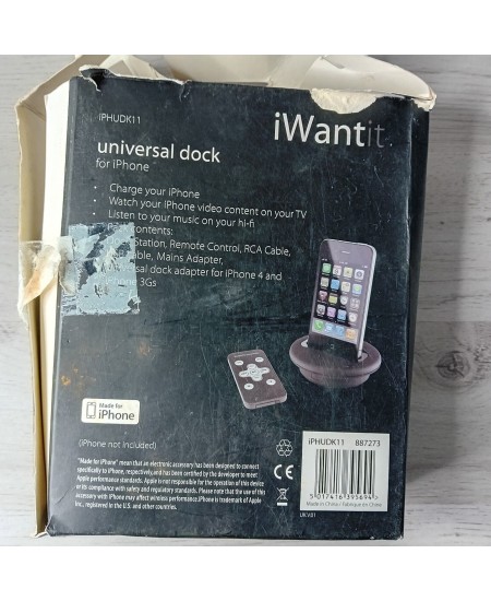IPONE 3 GS I WANT UNIVERSAL DOCK & REMOTE - NEW DAMAGED BOX