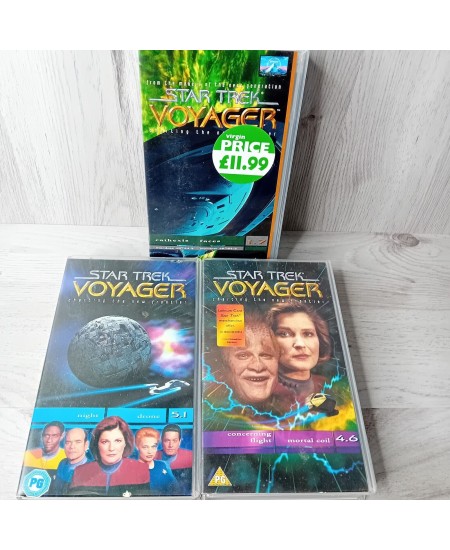 STAR TREK VOYAGER VHS TAPE BUNDLE X 3 - RARE RETRO MOVIE SERIES JOBLOT