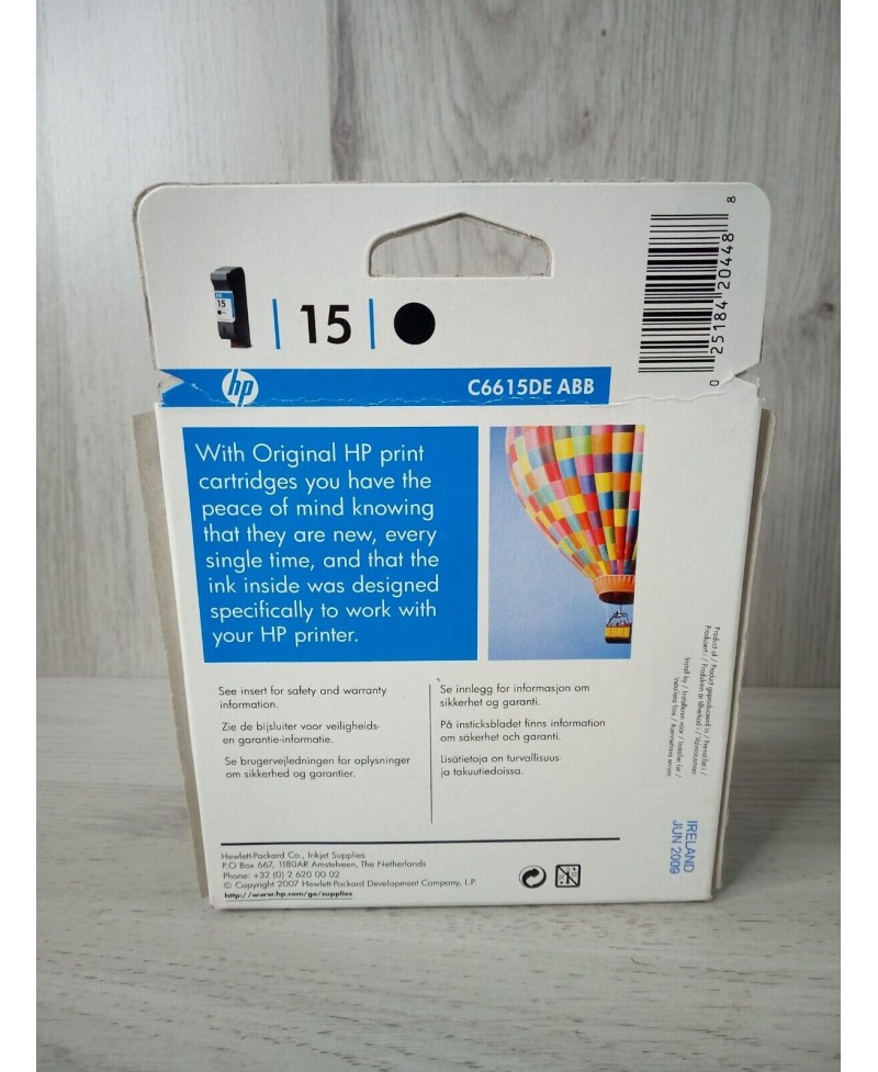 HP 15 INK BLACK CARTRIDGE - NEW AND SEALED - OUT OF DATE 2009 - PRINTER INK