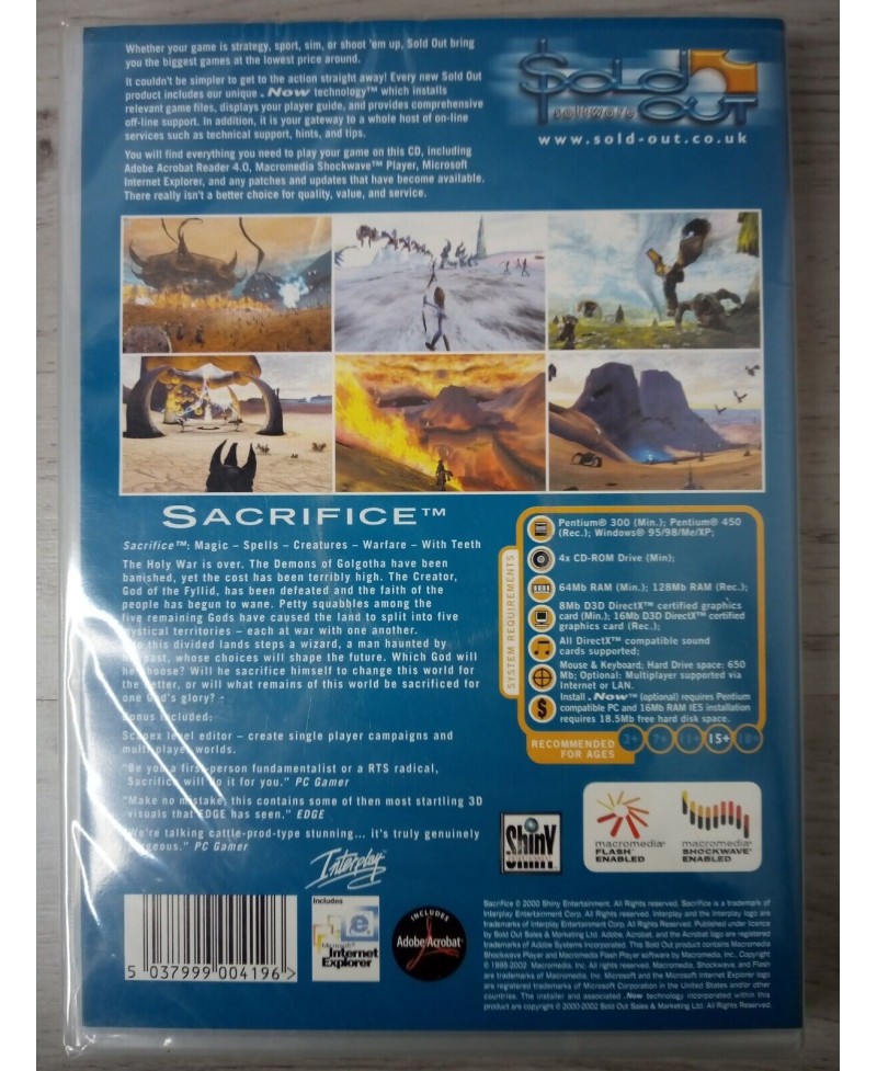 SACRIFICE PC CD-ROM GAME - FACTORY SEALED RETRO GAMING RARE VINTAGE