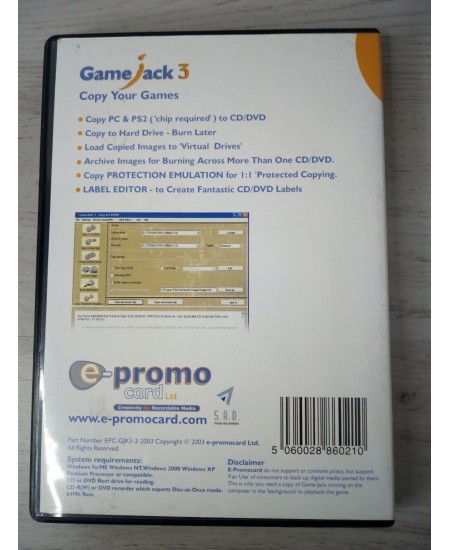 E-PROMO GAME JACK 3 - COPY YOUR PC & PS2 GAMES TO CDR/DVDR - VERY RARE