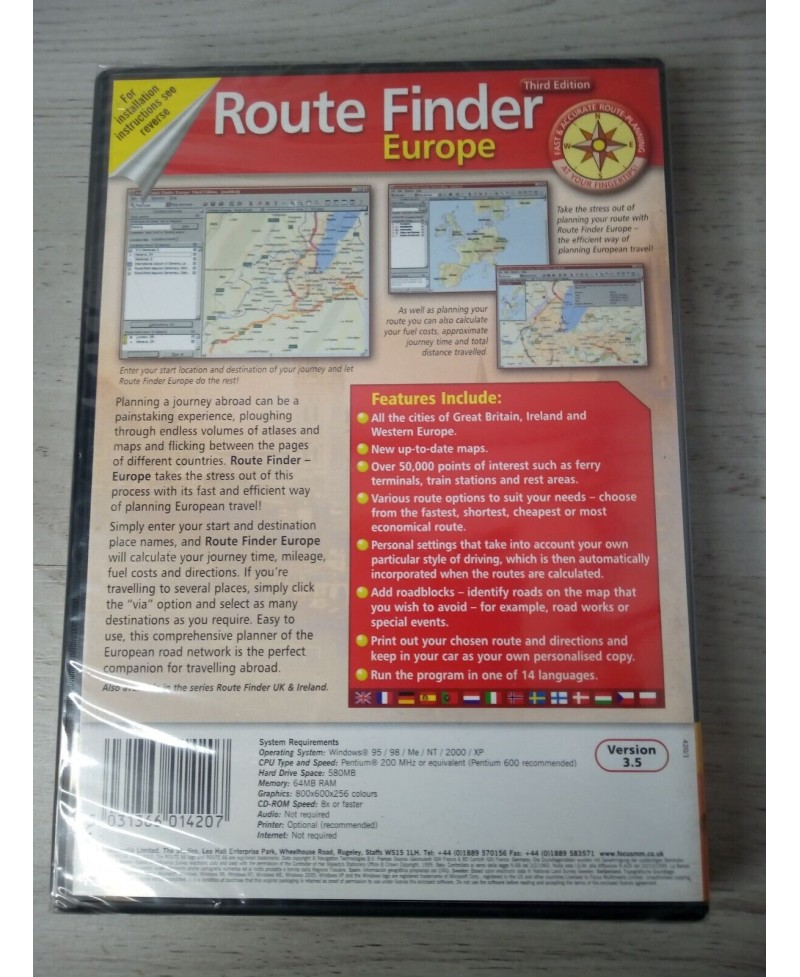 ROUTE FINDER EUROPE PC CD-ROM GAME FACTORY SEALED VINTAGE RARE RETRO GAMING