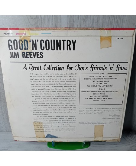 JIM REEVES GOOD N COUNTRY Vinyl LP Record - Rare Retro Music