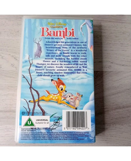 BAMBI VHS TAPE - RARE RETRO MOVIE SERIES VINTAGE