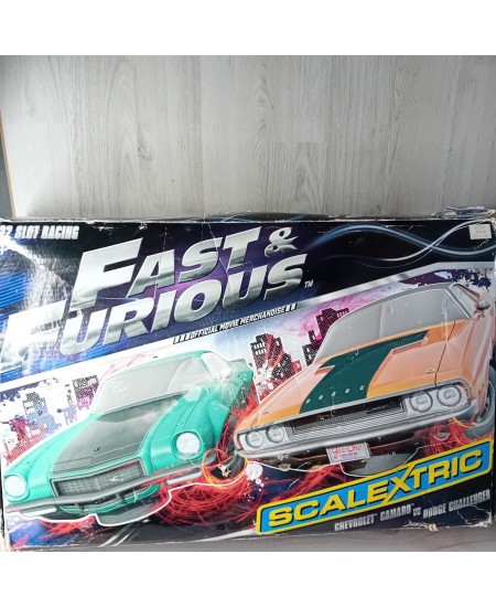 SCALEXTRIC FAST & FURIOUS SLOT RACING SET IN BOX - RARE RETRO TOY SET