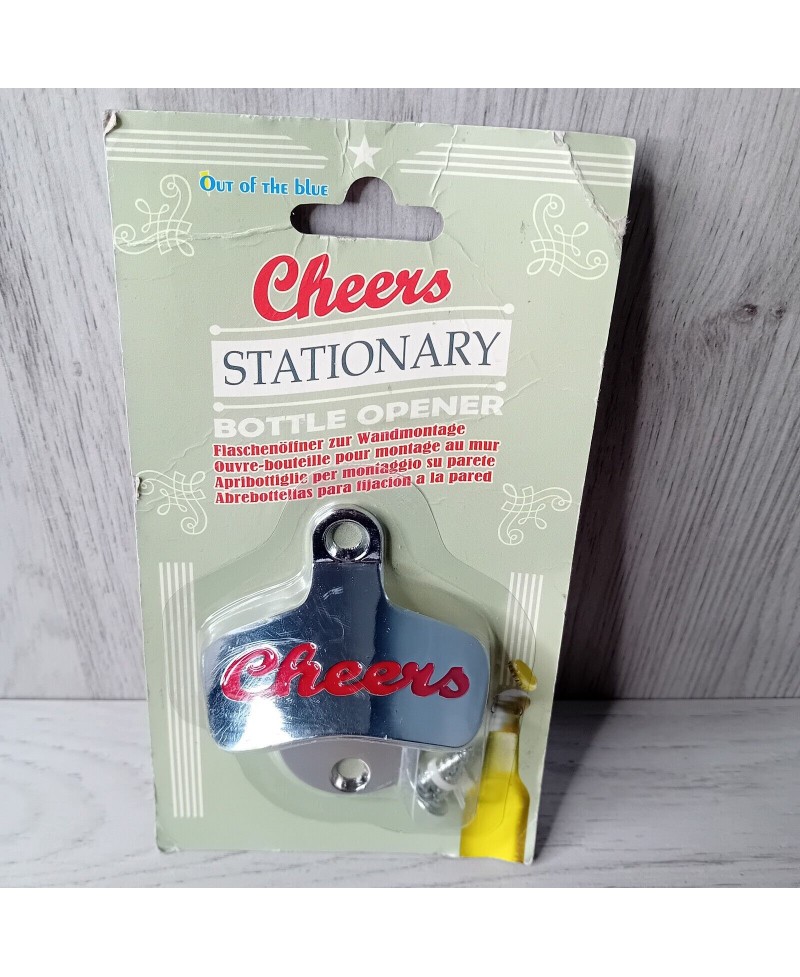 CHEERS STATIONARY BOTTLE OPENER - NEW SEALED - MADE IN GERMANY - WALL MOUNT