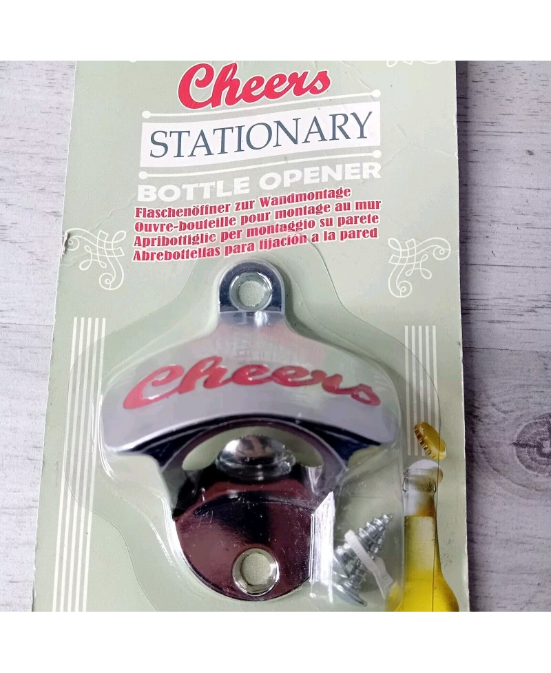 CHEERS STATIONARY BOTTLE OPENER - NEW SEALED - MADE IN GERMANY - WALL MOUNT