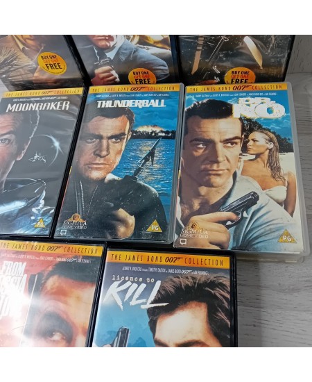 JAMES BOND 007 VHS BUNDLE TAPE -RARE RETRO MOVIE SERIES VINTAGE LOT 8 TAPES