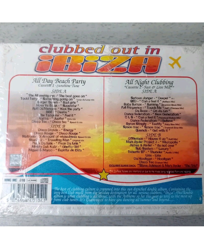 CLUBBED OUT IN IBIZA CASSETTE TAPE ALBUM - RARE, NEW SEALED 2 TAPES