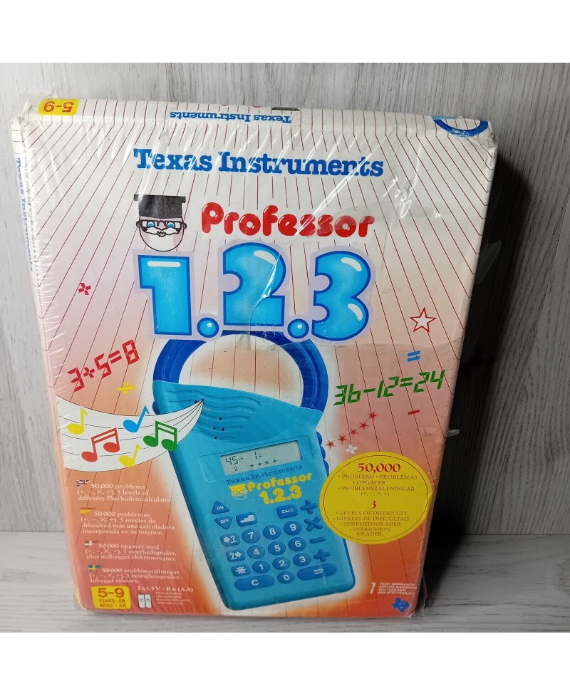 TEXAS INSTRUMENTS PEOFESSOR 1.2.3 KIDS CALCULATOR TOY - RARE 1990 - NEW SEALED