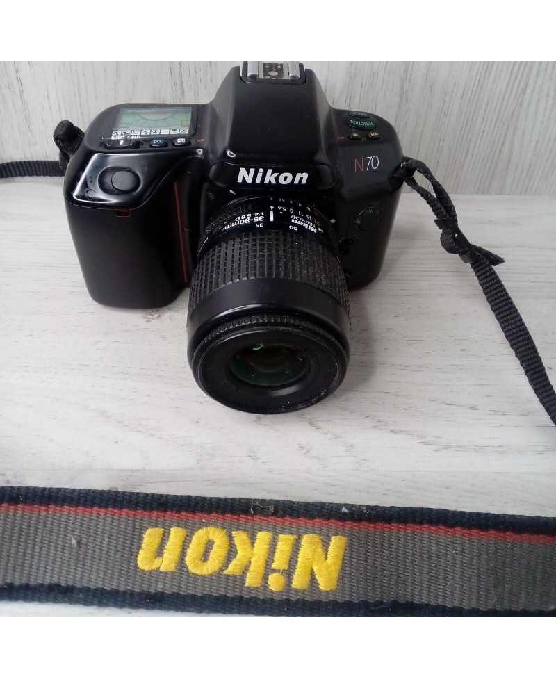 NIKON N70 CAMERA + LENS + STRAP - SPARES OR REPAIRS RETRO VINTAGE